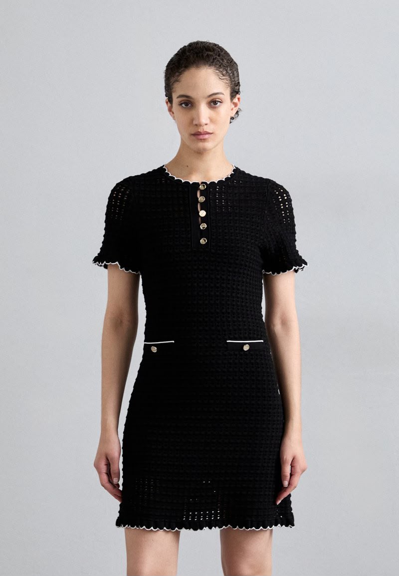 Sandro Short-Sleeve Textured Knit Mini Dress