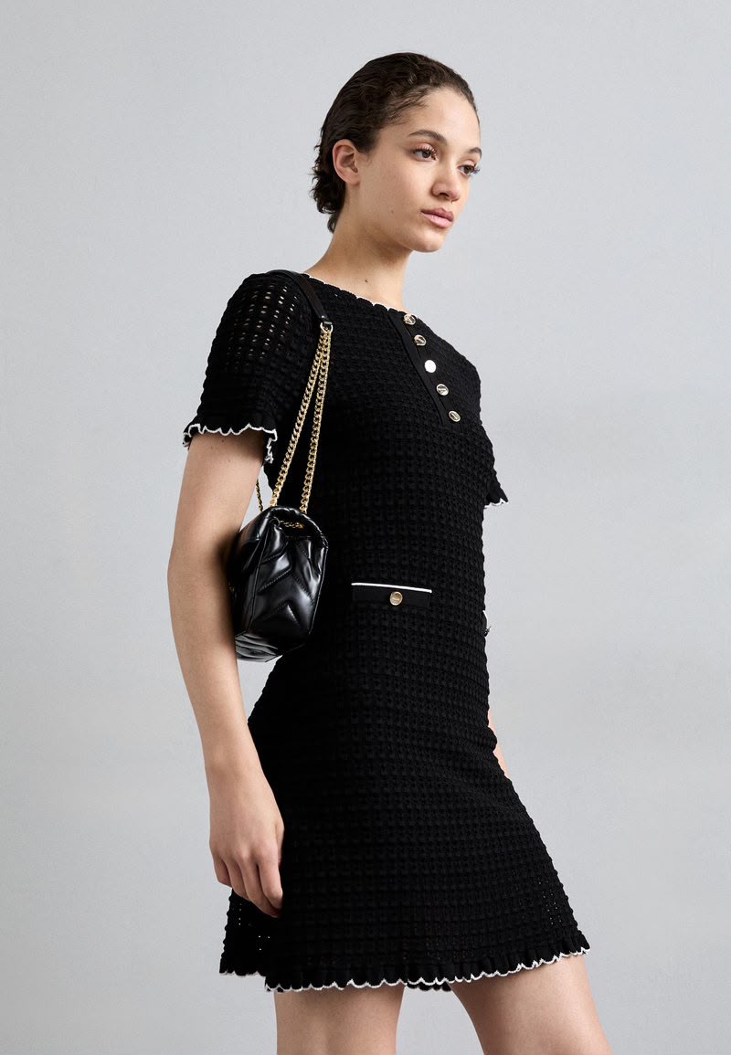 Sandro Short-Sleeve Textured Knit Mini Dress