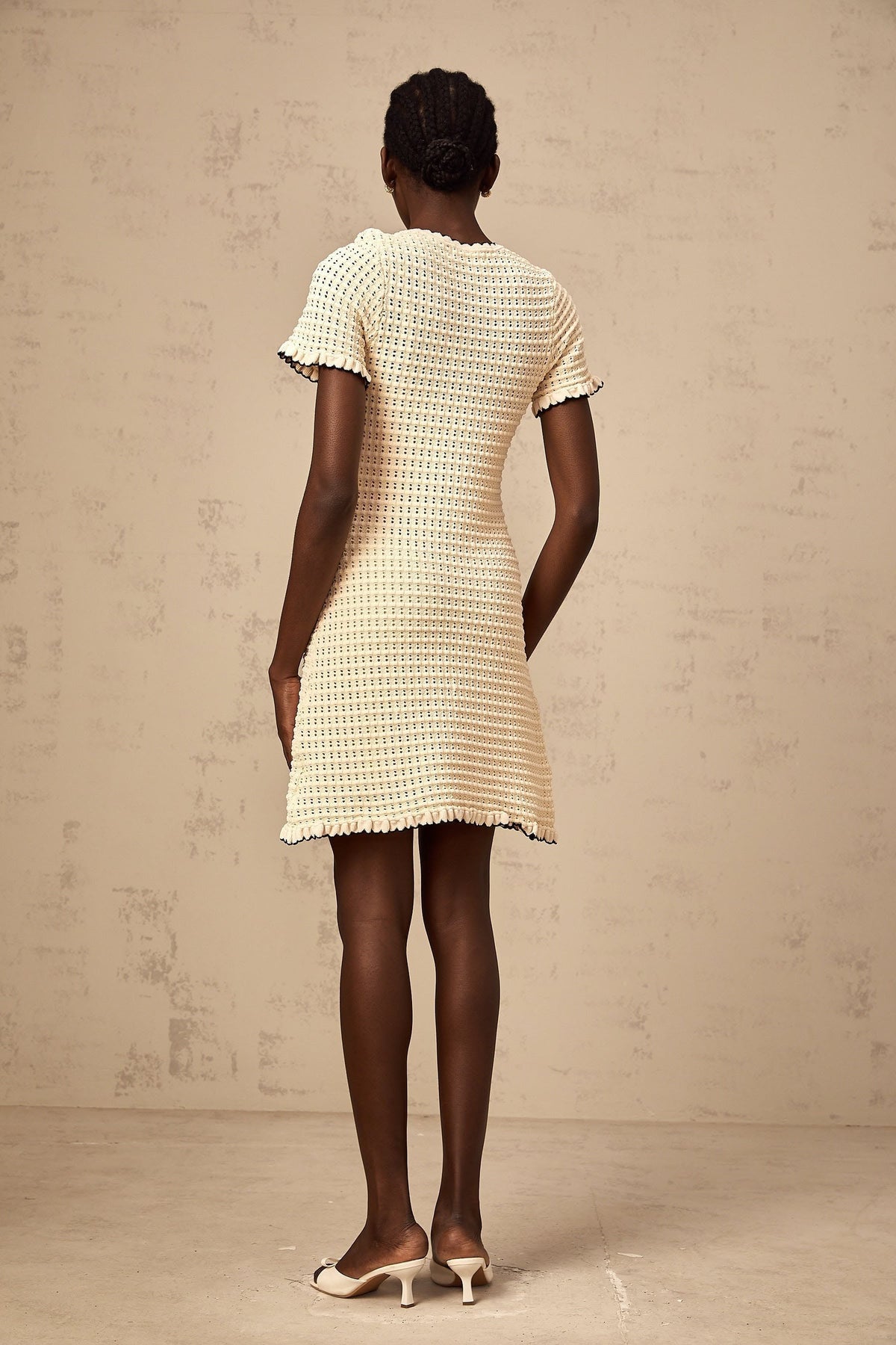 Sandro Short-Sleeve Textured Knit Mini Dress