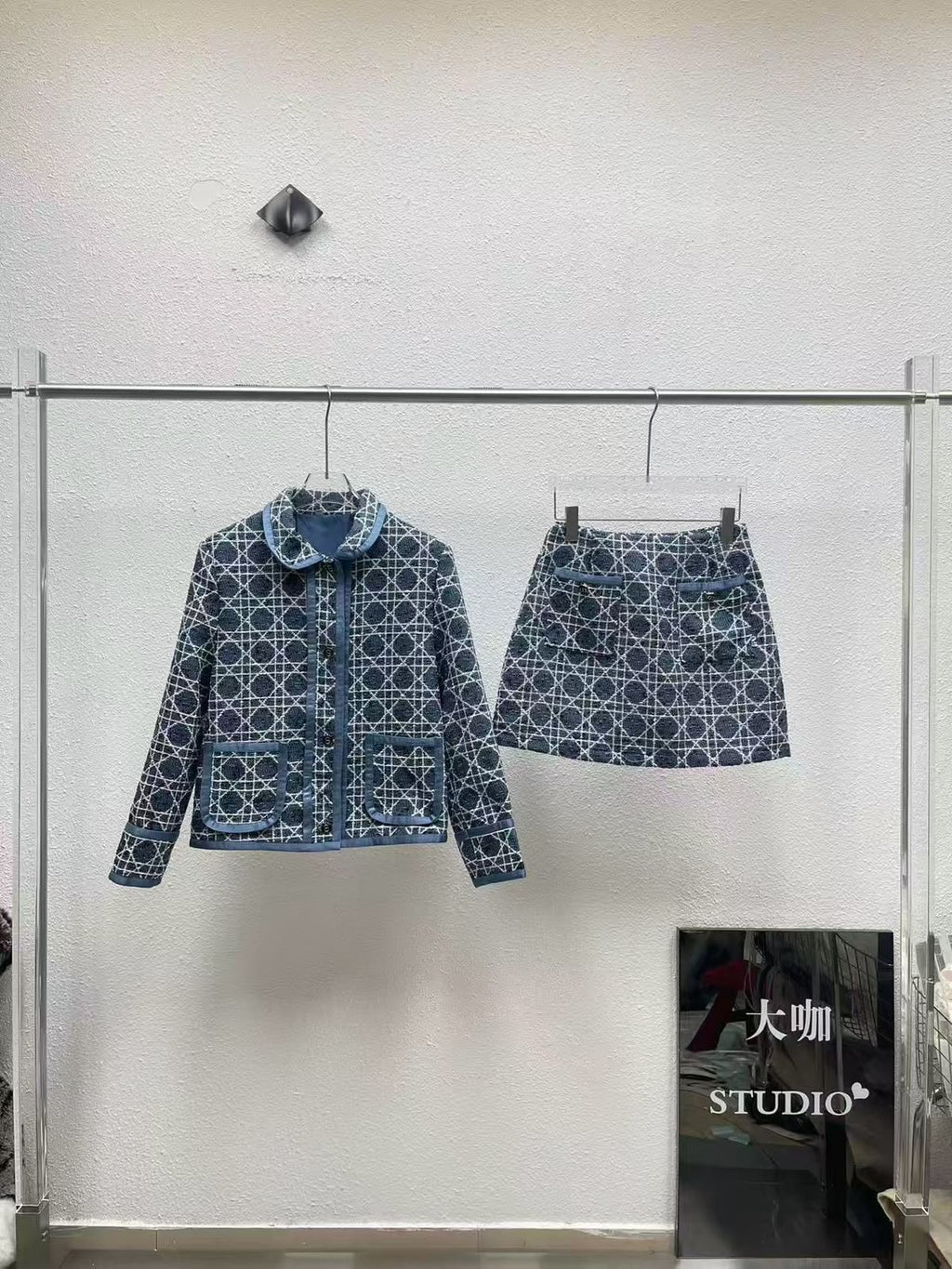 Dior Cannage Denim Jacket and Skirt Set