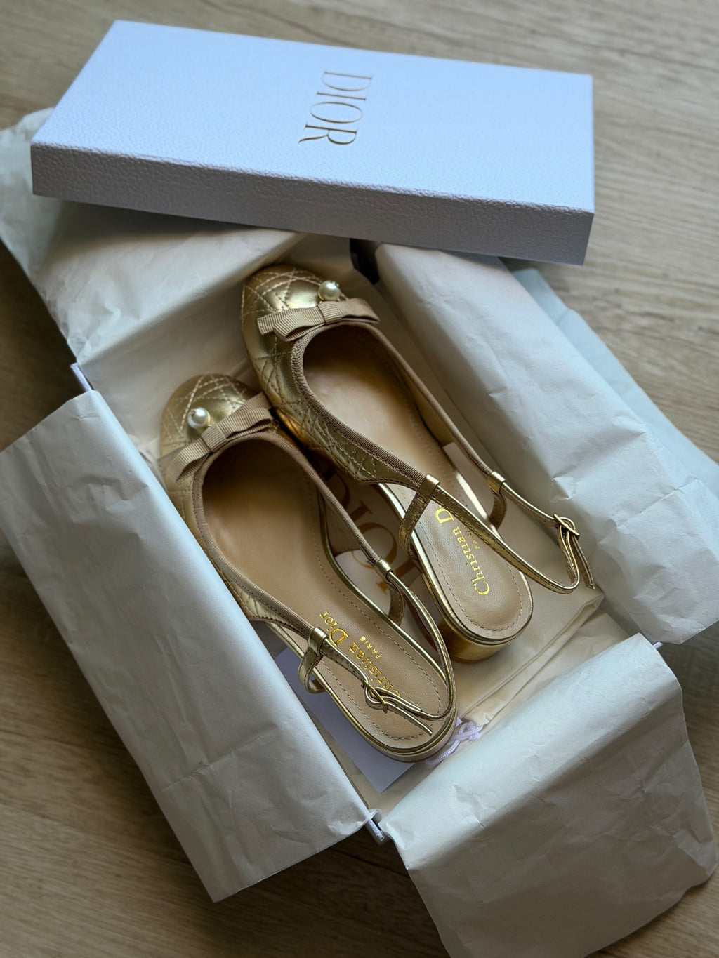 Christian Dior Cannage Bow Slingback Flats