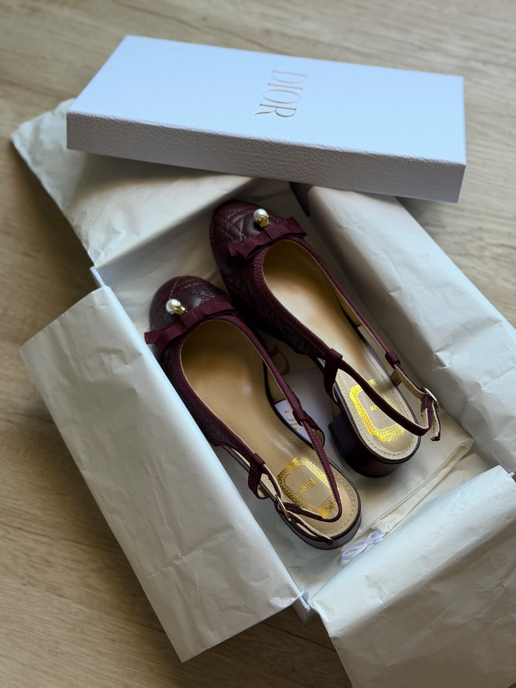 Christian Dior Cannage Bow Slingback Flats
