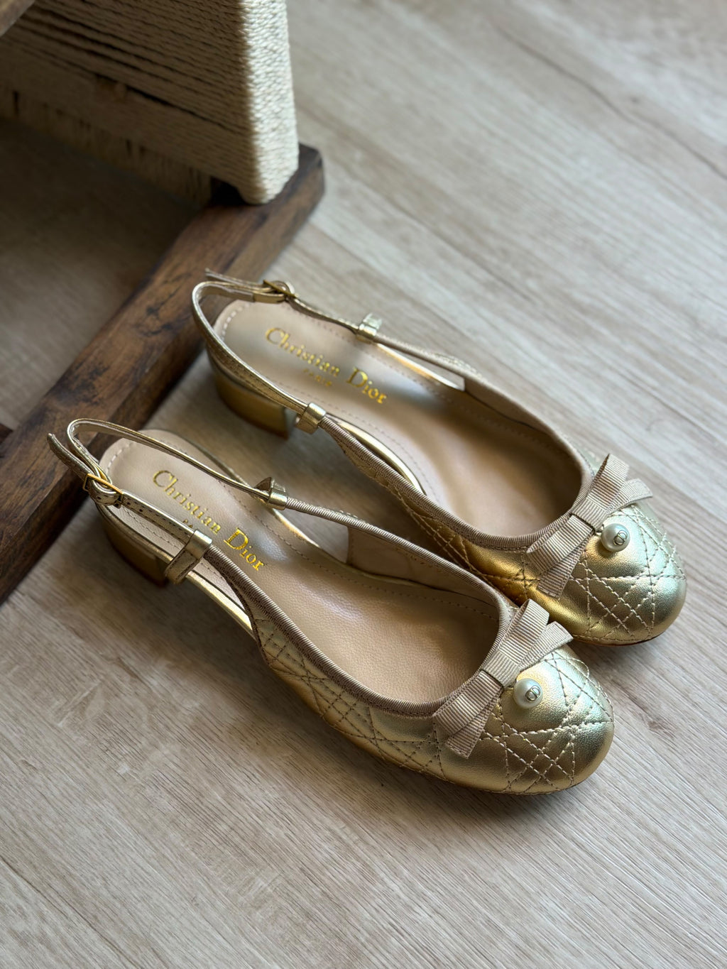 Christian Dior Cannage Bow Slingback Flats
