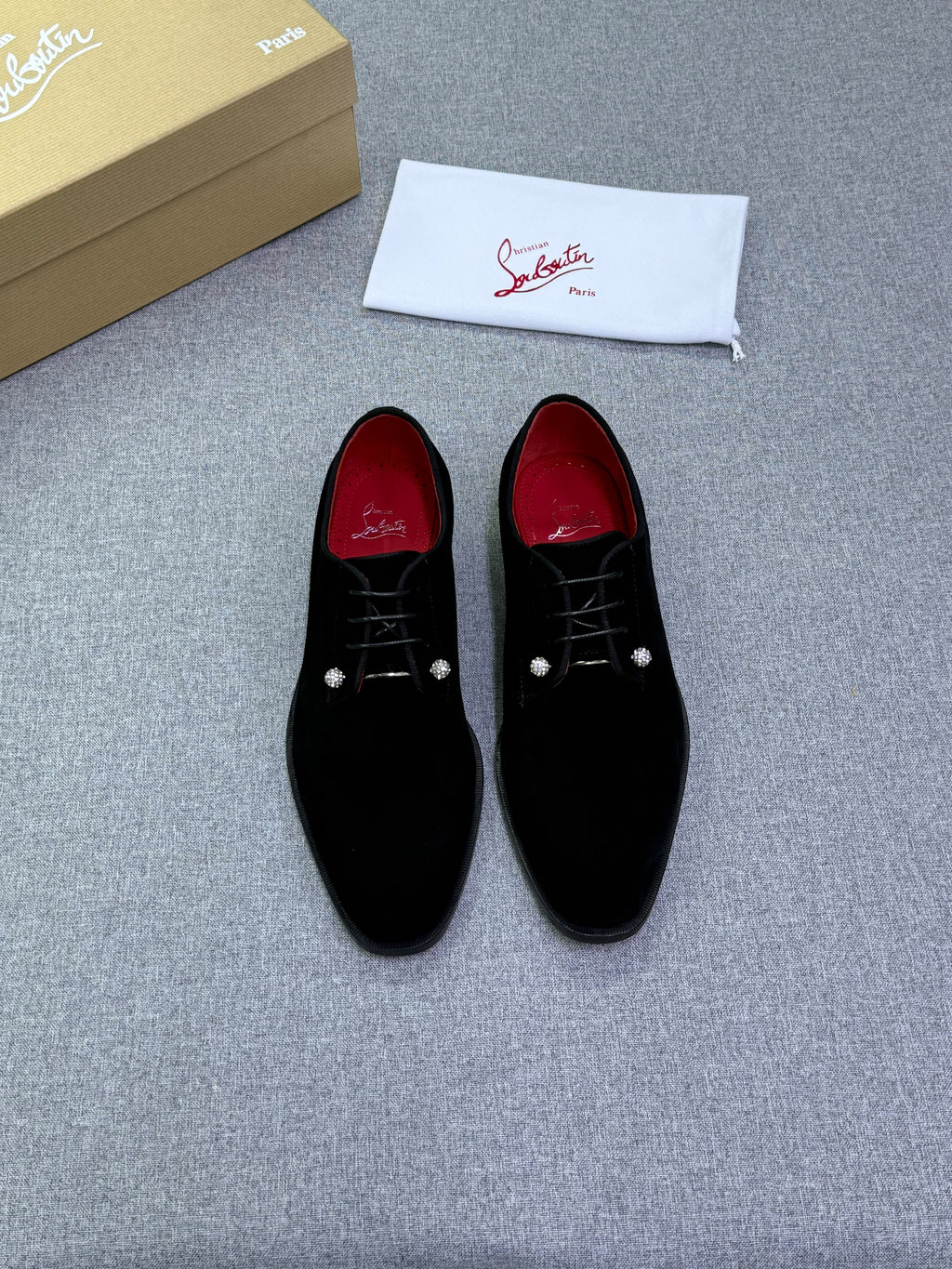 Louboutin Men's Suede Formal Shoes with Crystal