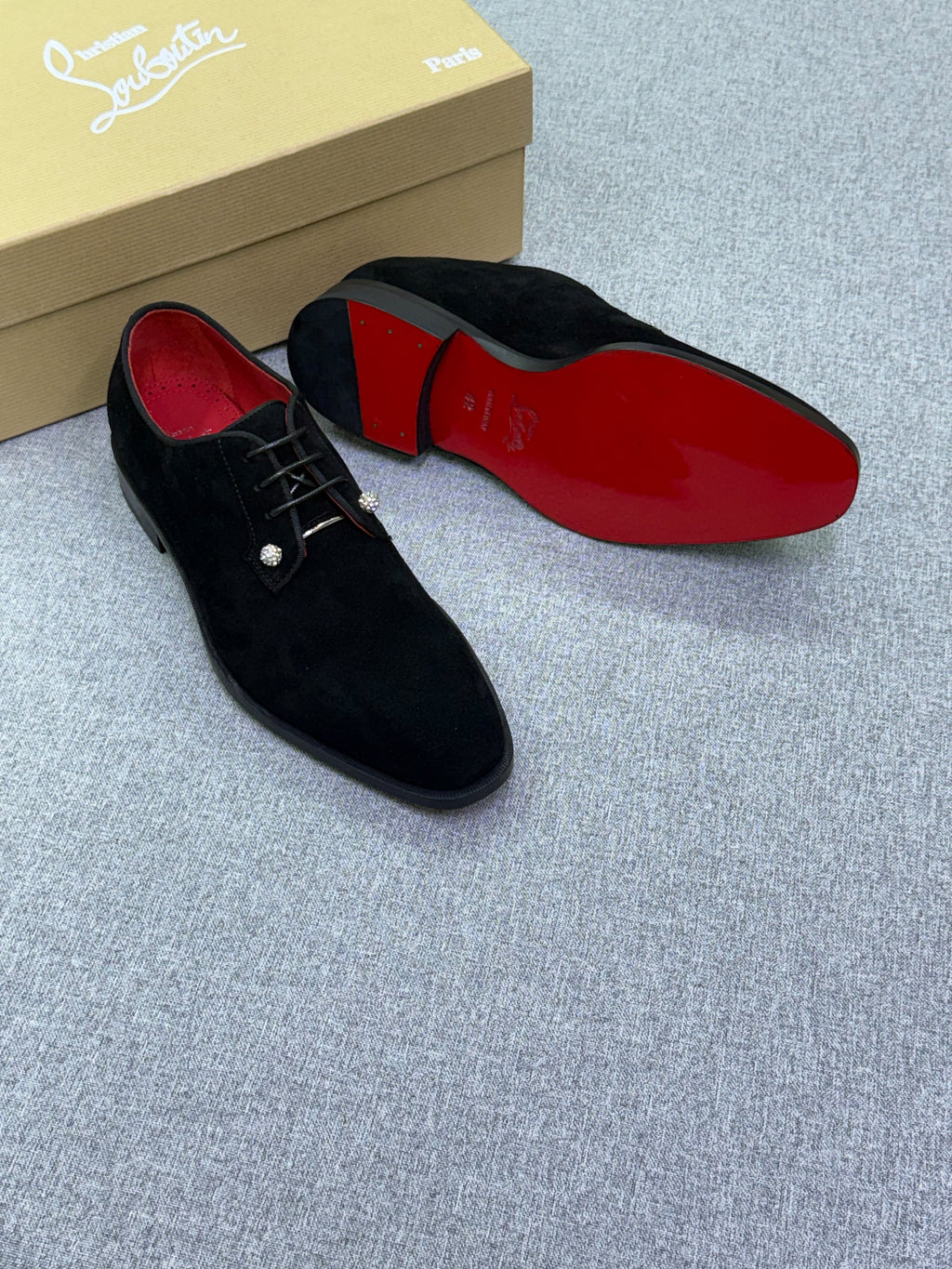 Louboutin Men's Suede Formal Shoes with Crystal