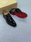 Louboutin Men's Patent Leather Formal Shoes with Red Sole