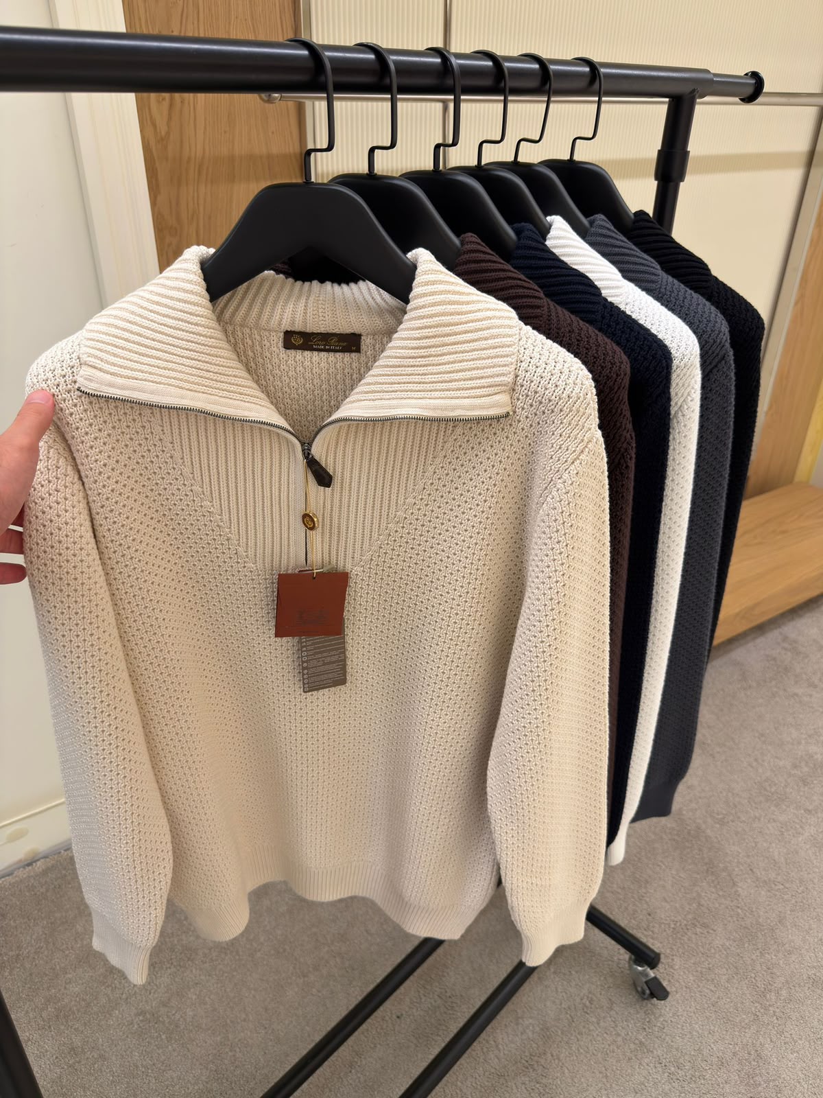 Loro Piana Zip-Up Collared Cashmere Sweater