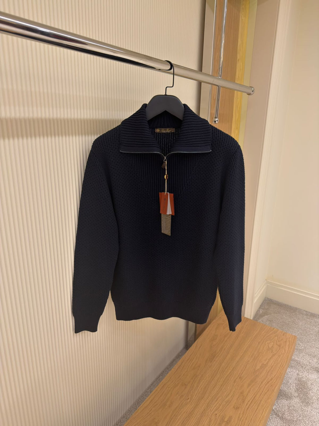 Loro Piana Zip-Up Collared Cashmere Sweater
