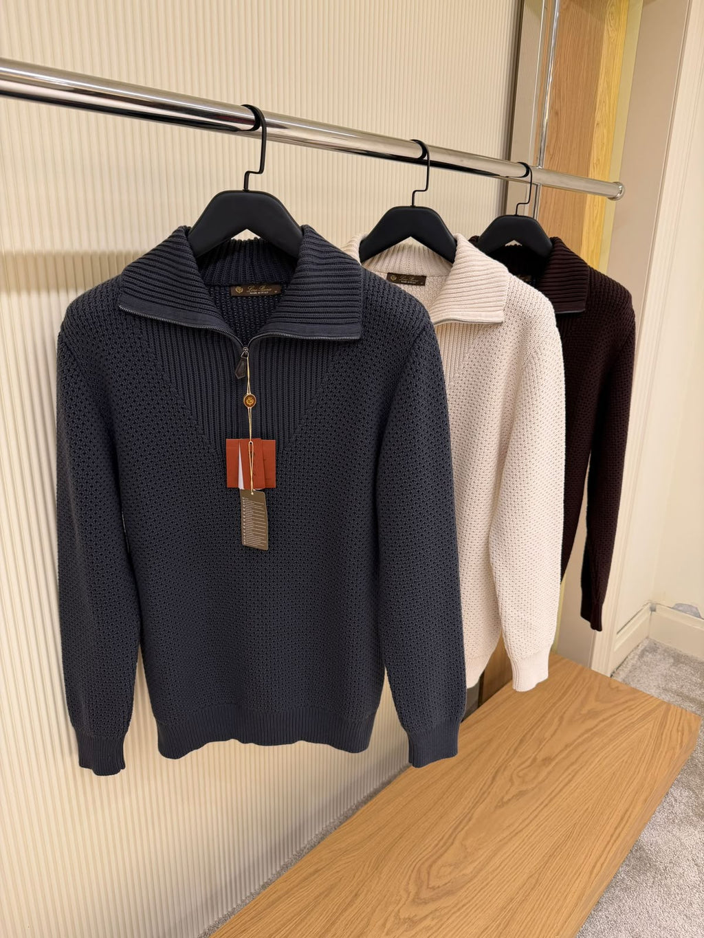 Loro Piana Zip-Up Collared Cashmere Sweater