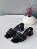 Gina Crystal-Embellished Block Heel Mules
