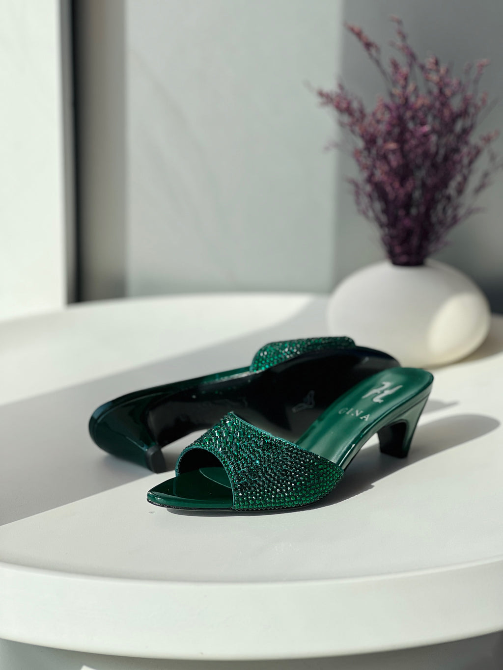 Gina Crystal-Embellished High Heel Mules