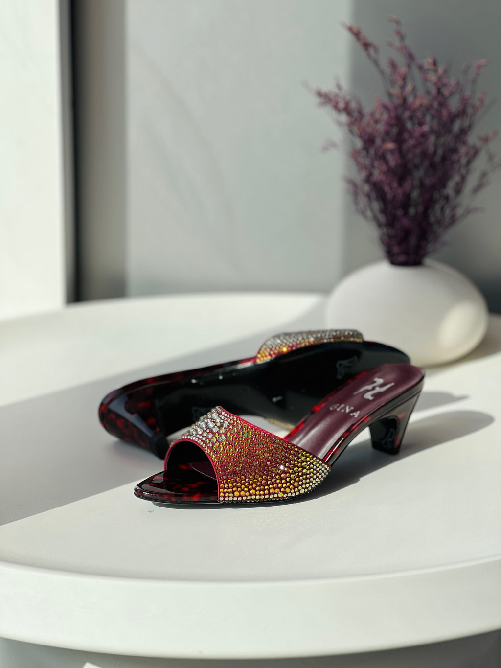 Gina Crystal-Embellished High Heel Mules