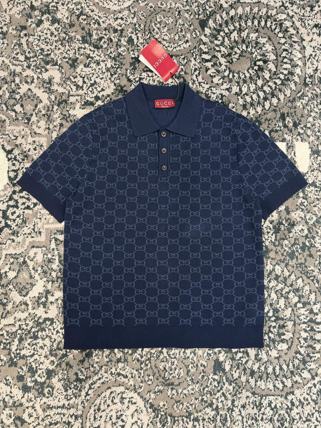 Gucci GG Jacquard Knit Polo Shirt
