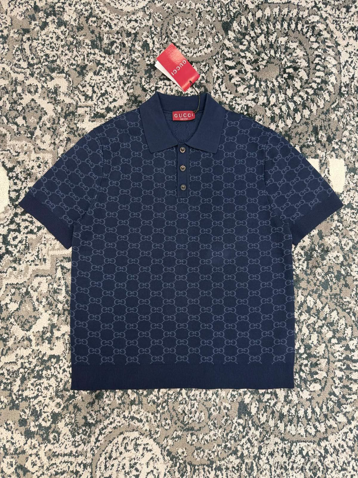 Gucci GG Jacquard Knit Polo Shirt