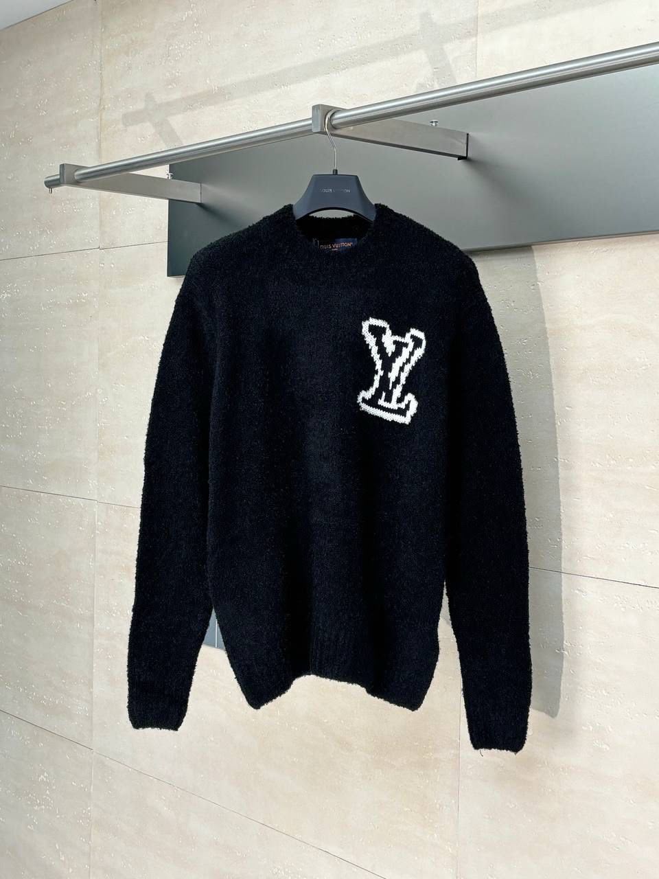 Louis Vuitton Fuzzy Knit Crewneck Sweater with LV Logo