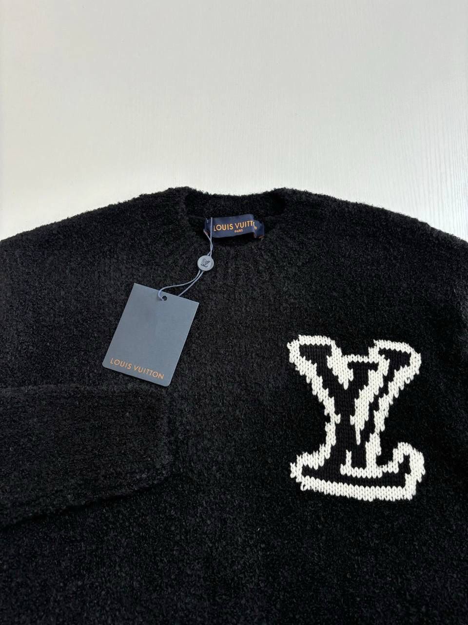 Louis Vuitton Fuzzy Knit Crewneck Sweater with LV Logo