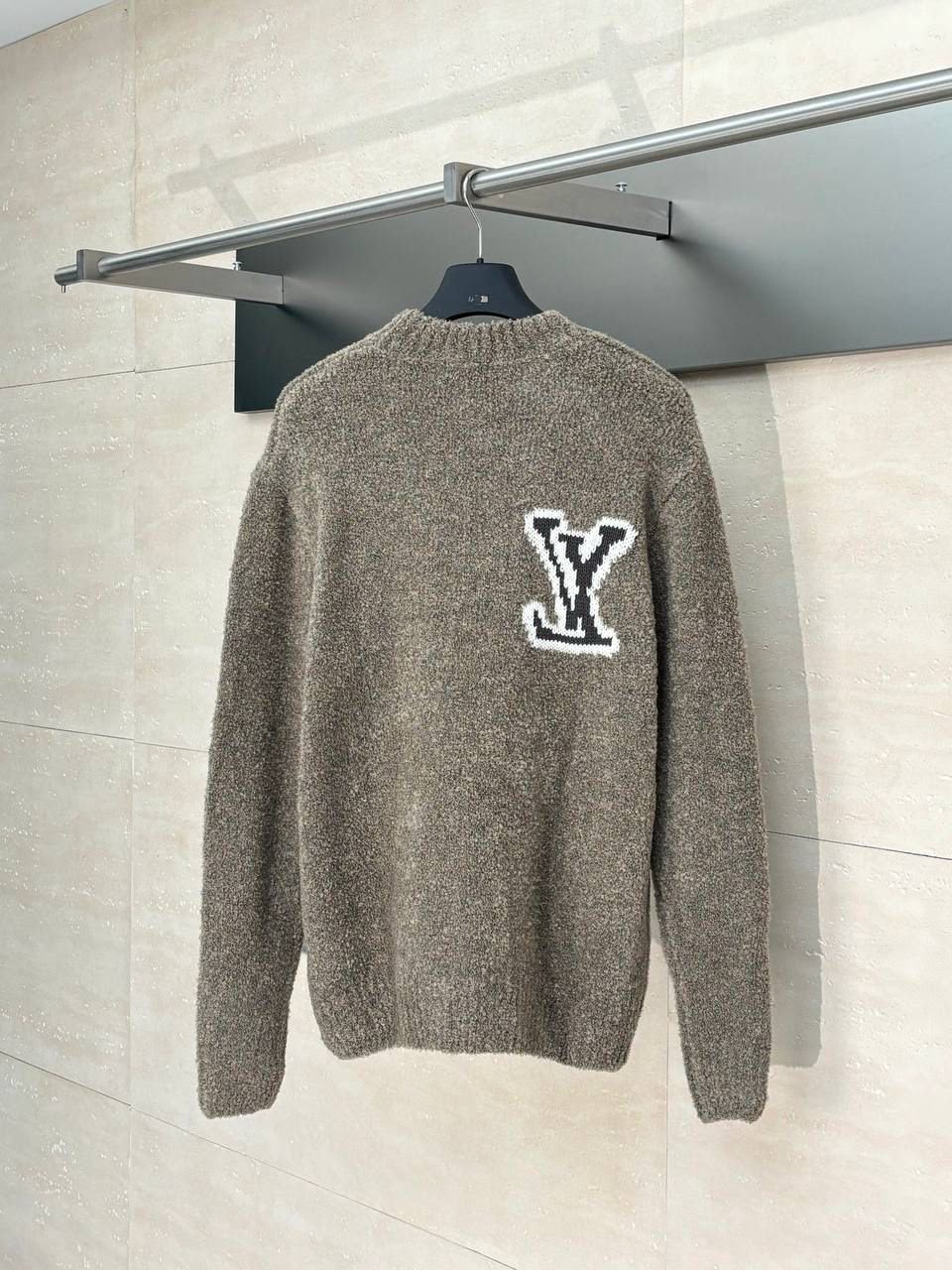 Louis Vuitton Fuzzy Knit Crewneck Sweater with LV Logo
