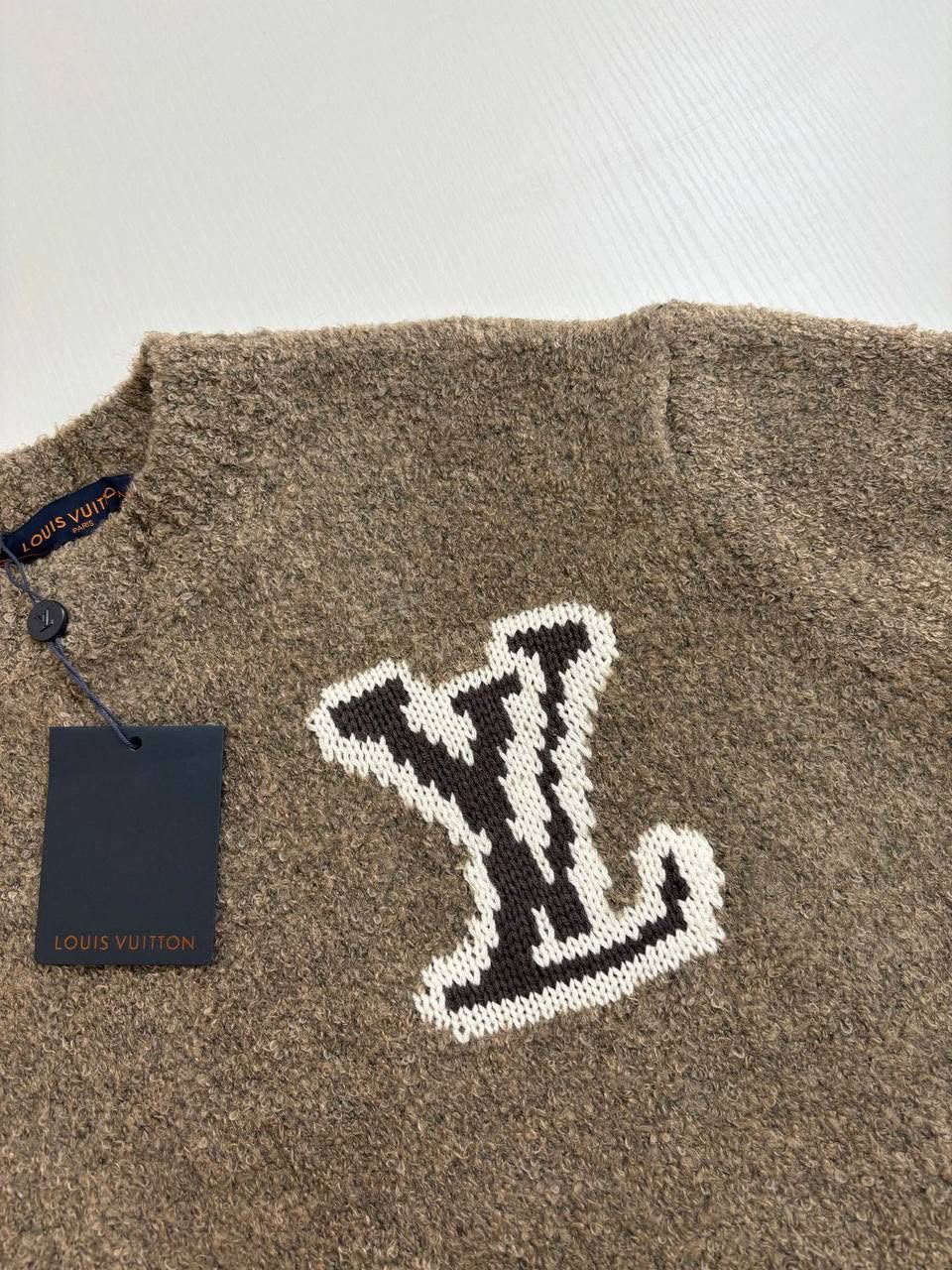 Louis Vuitton Fuzzy Knit Crewneck Sweater with LV Logo