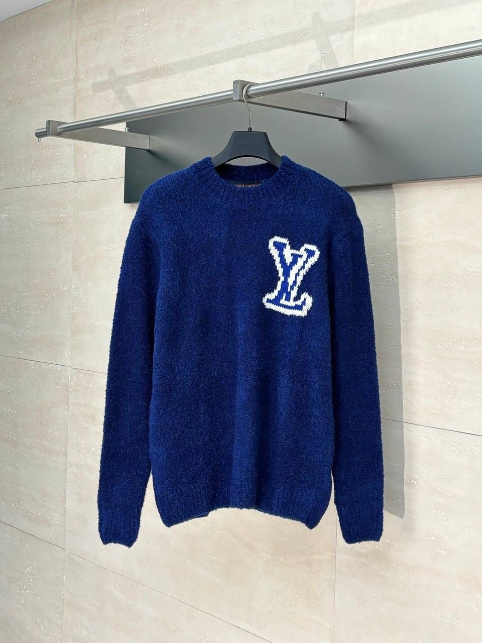 Louis Vuitton Fuzzy Knit Crewneck Sweater with LV Logo