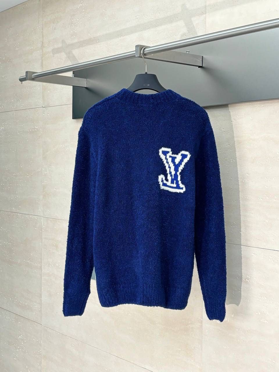 Louis Vuitton Fuzzy Knit Crewneck Sweater with LV Logo