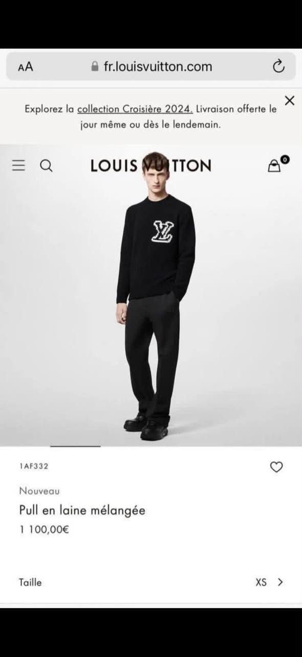 Louis Vuitton Fuzzy Knit Crewneck Sweater with LV Logo