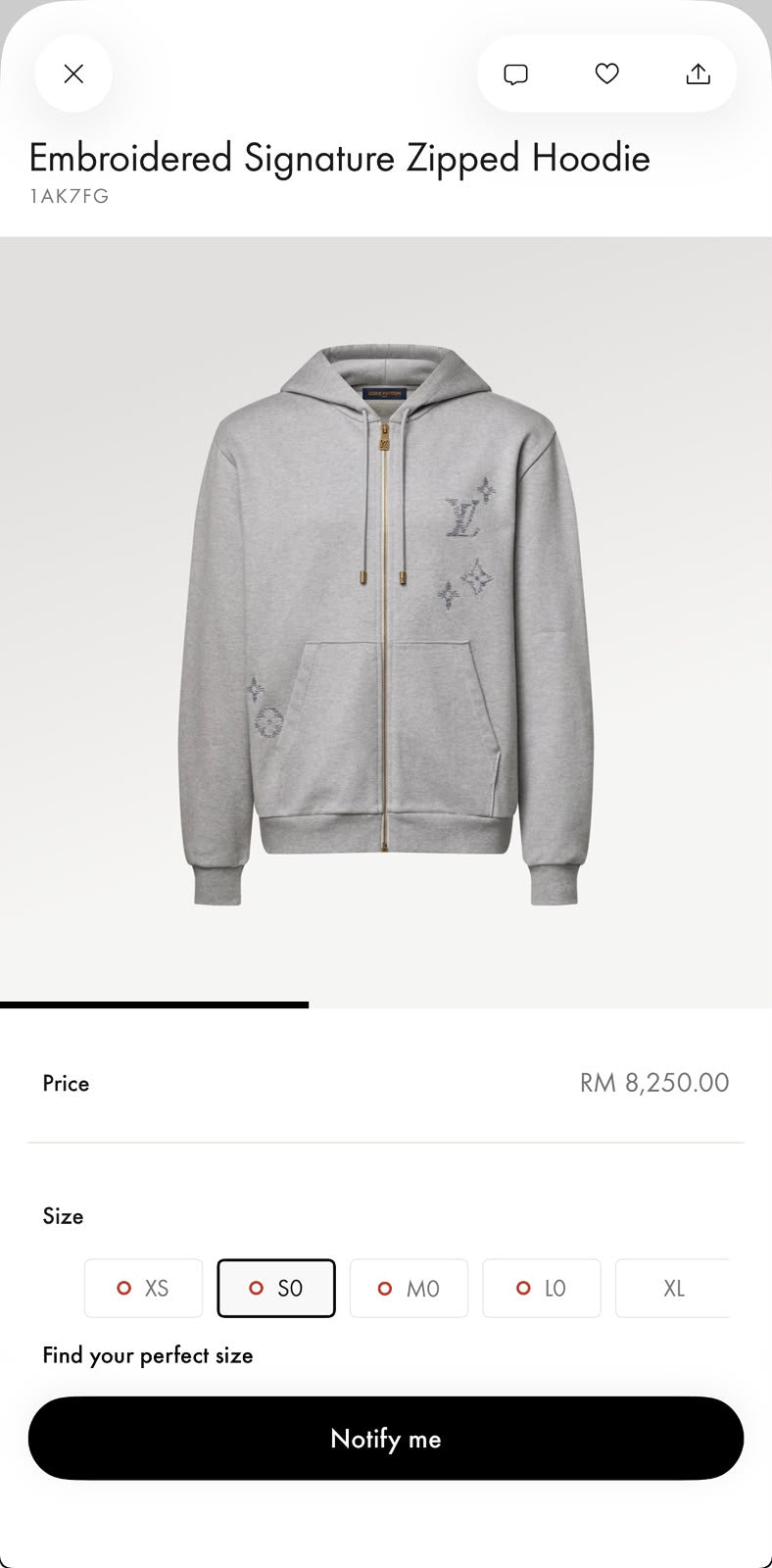 Louis Vuitton Monogram Embroidered Zip-Up Hoodie