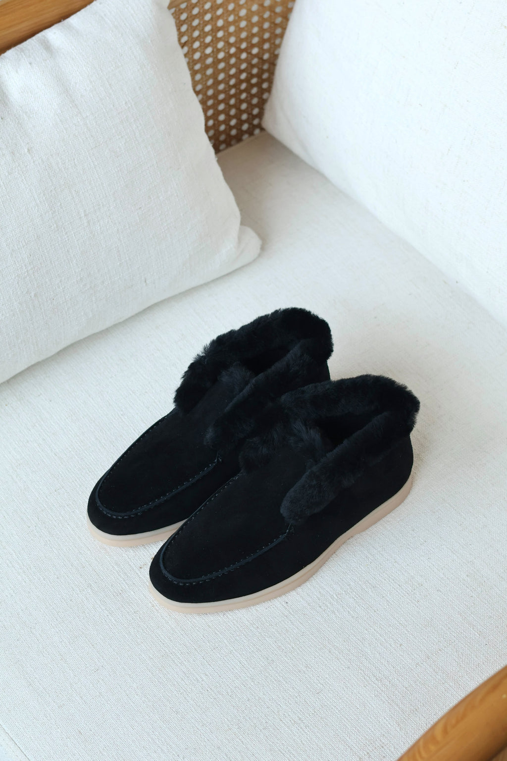 Loro Piana Suede and Shearling-Lined Winter Moccasin / Loafer