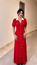 Chanel Button-Front Collared Knit Midi Dress