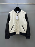 Givenchy Paris Leather Sleeve Bomber Jacket