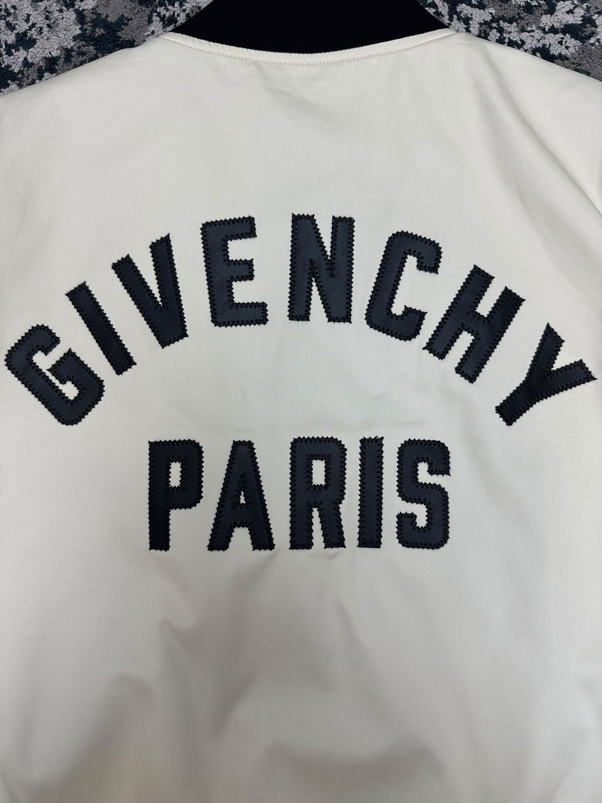Givenchy Paris Leather Sleeve Bomber Jacket