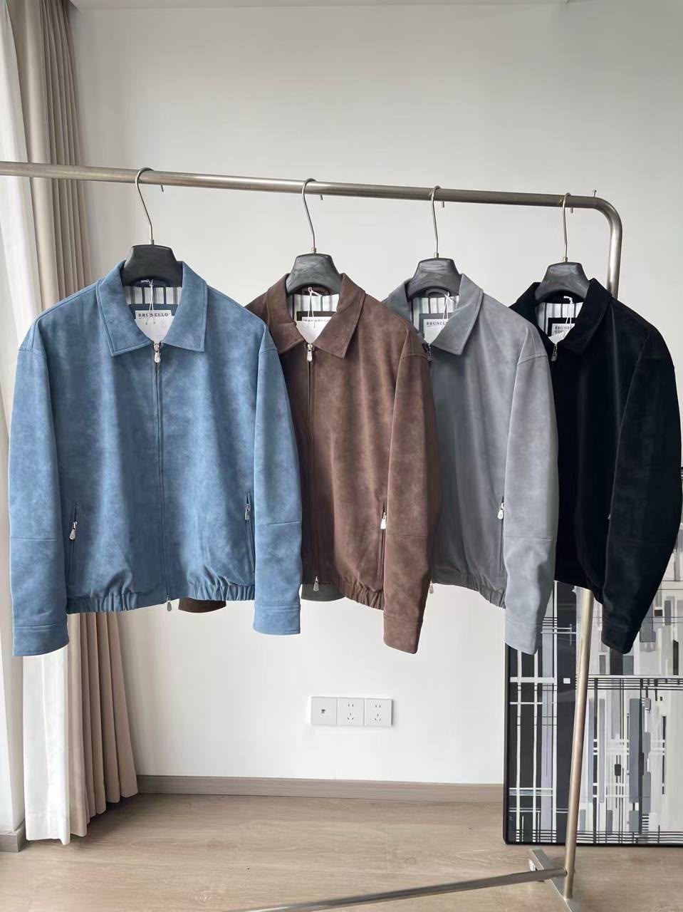 Brunello Cucinelli Suede Zip-Up Jacket