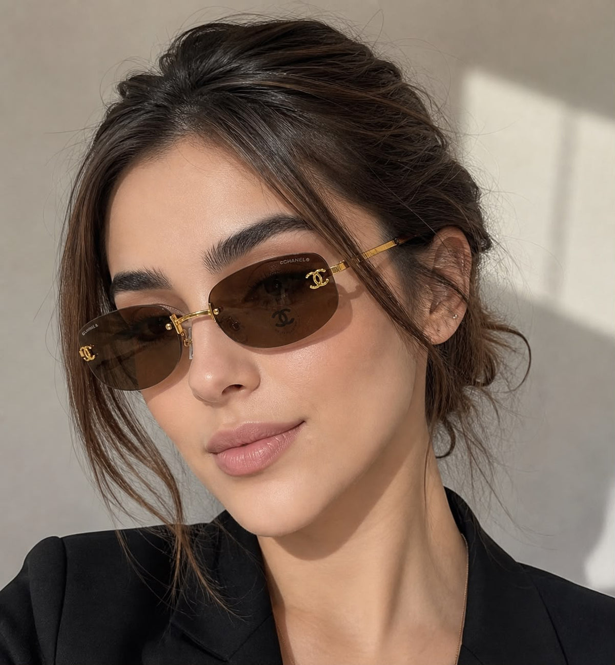 Chanel Rimless Sunglasses with CC Logo