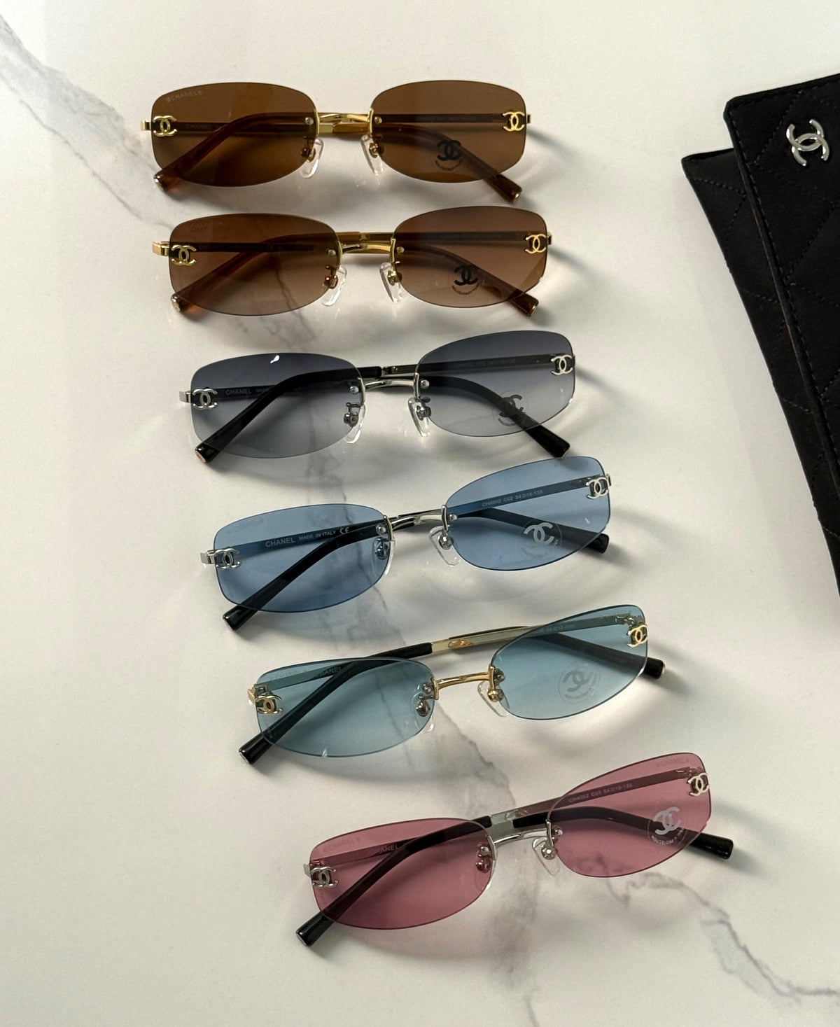 Chanel Rimless Sunglasses with CC Logo