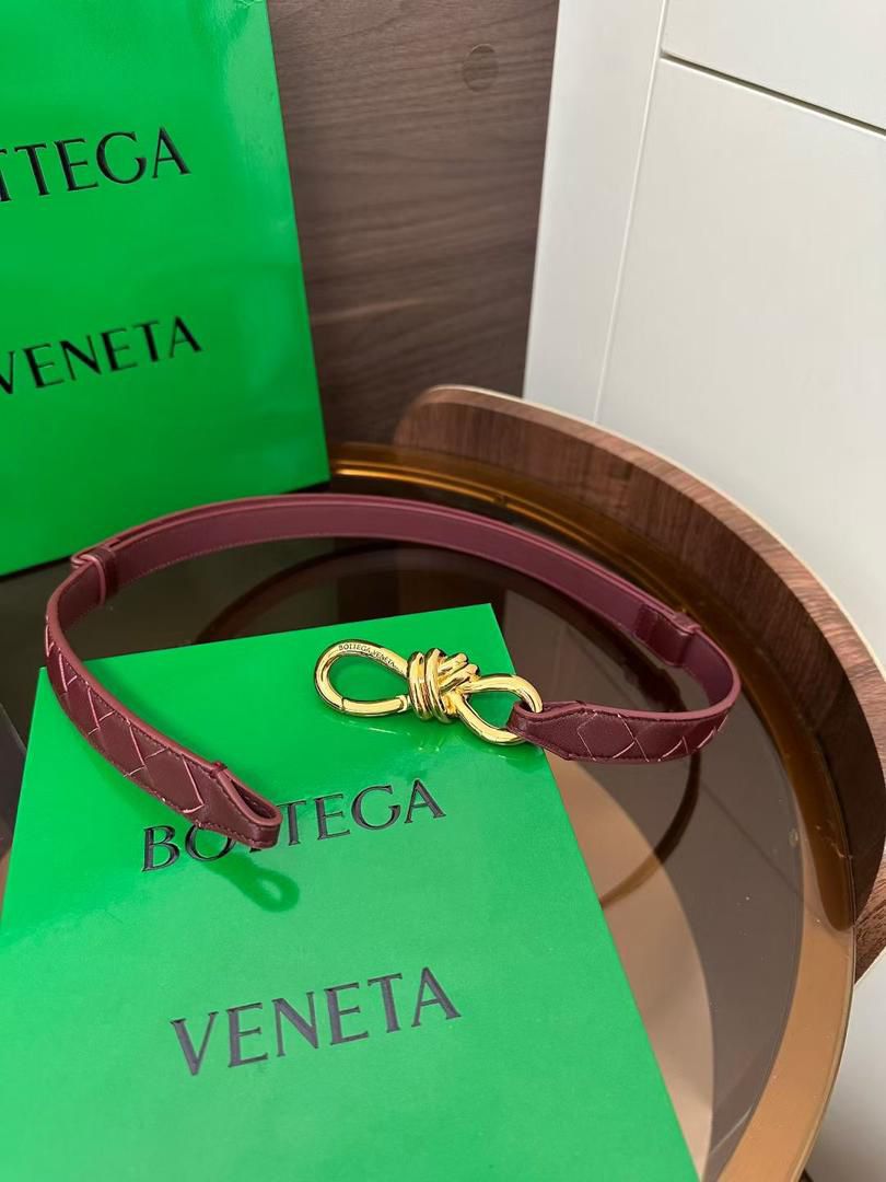 Bottega Veneta Intrecciato Leather Belt with Knot Buckle