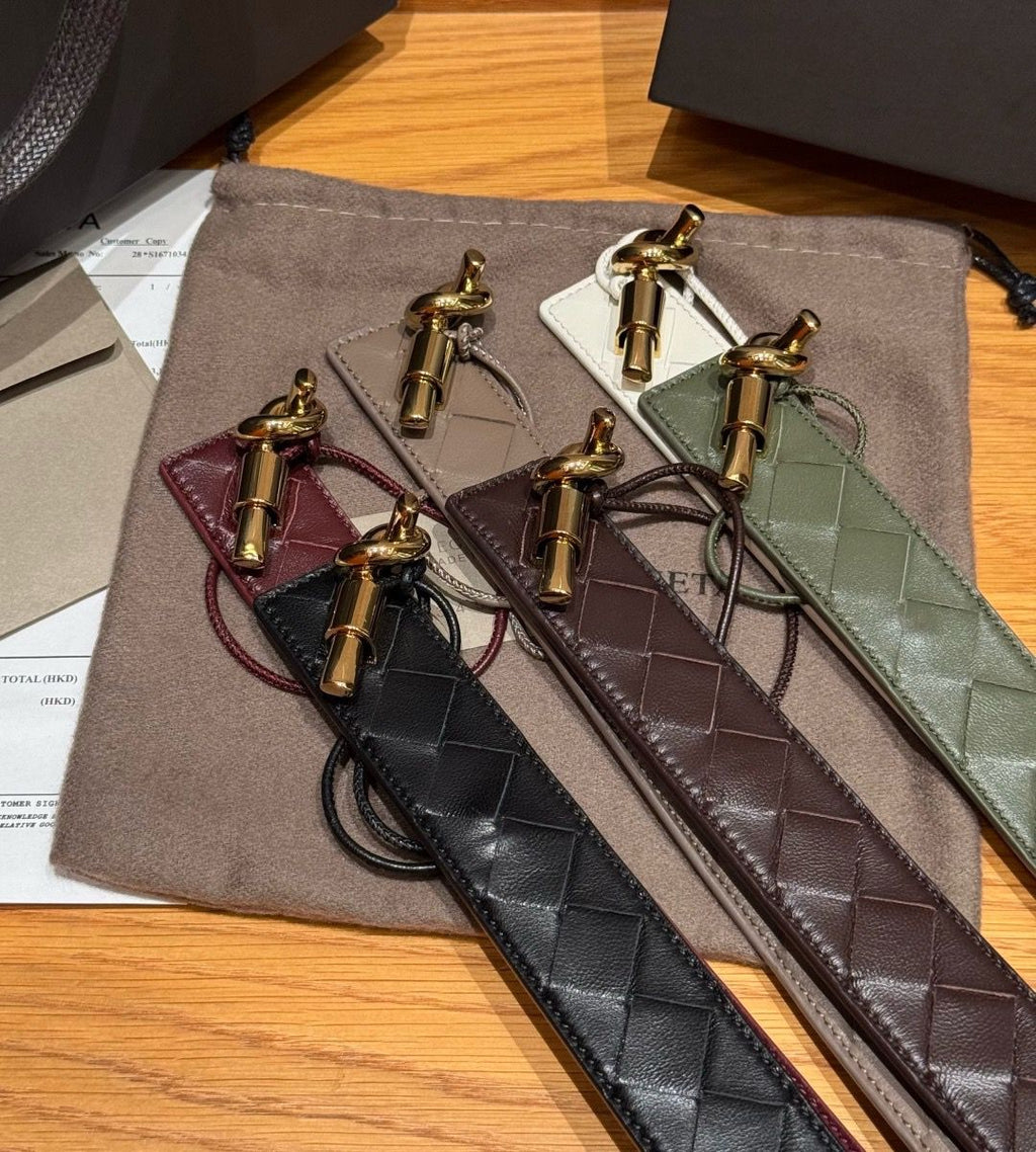 Bottega Veneta Intrecciato Leather Belt with Brass Knot