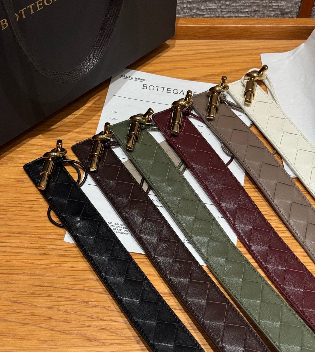 Bottega Veneta Intrecciato Leather Belt with Brass Knot