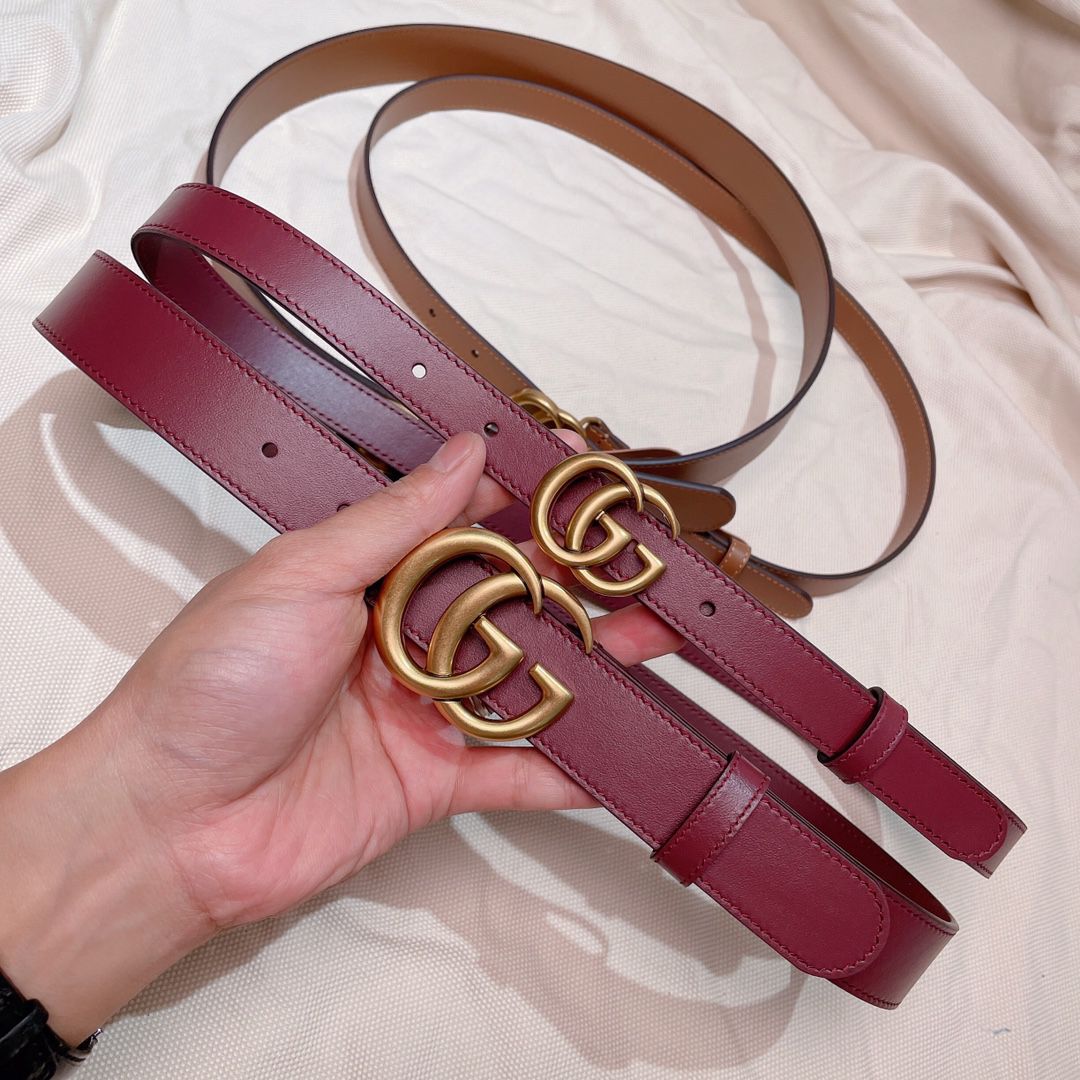 Gucci Marmont Leather Belt with Double G Buckle