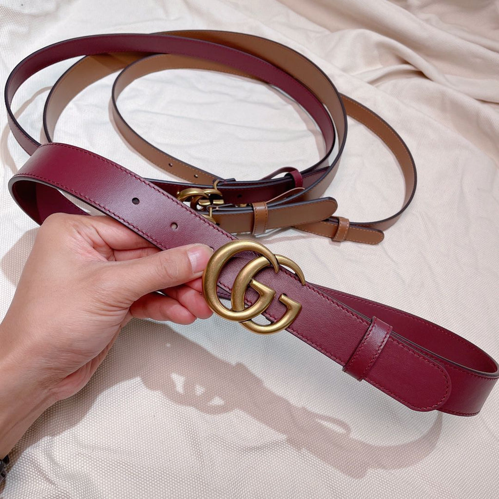 Gucci Marmont Leather Belt with Double G Buckle