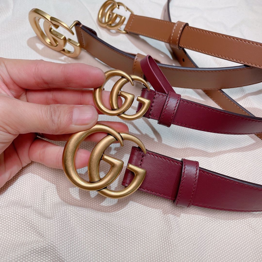 Gucci Marmont Leather Belt with Double G Buckle