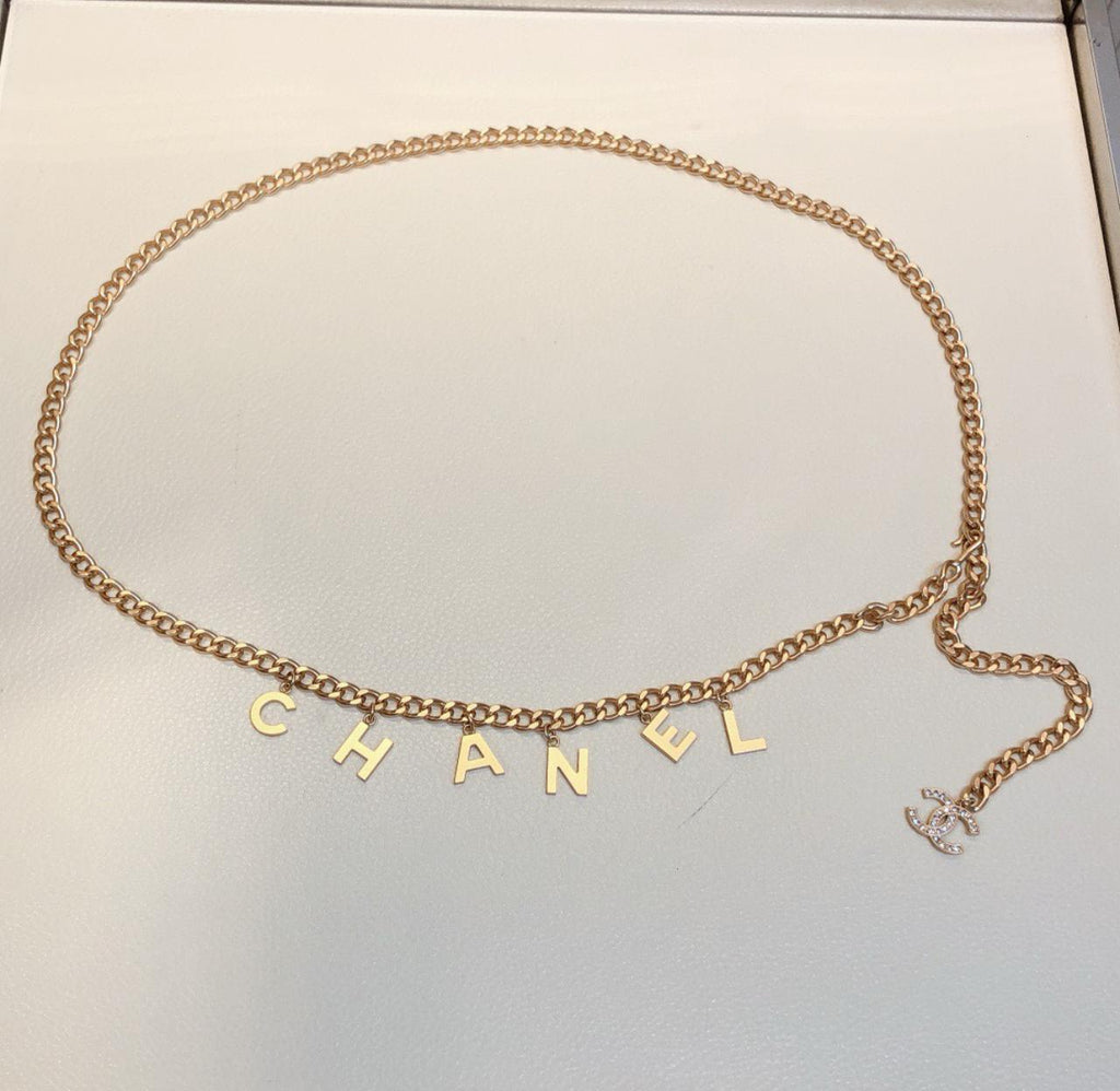 Chanel Multi-Strand Interwoven Chain and Leather Belt with CC