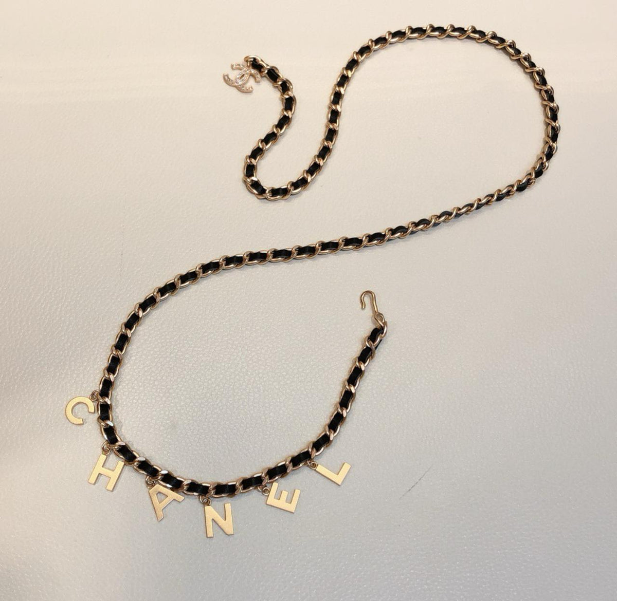 Chanel Multi-Strand Interwoven Chain and Leather Belt with CC