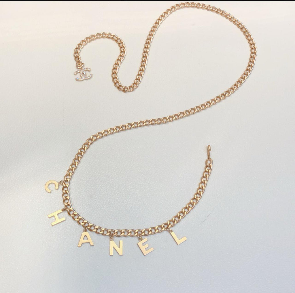 Chanel Multi-Strand Interwoven Chain and Leather Belt with CC