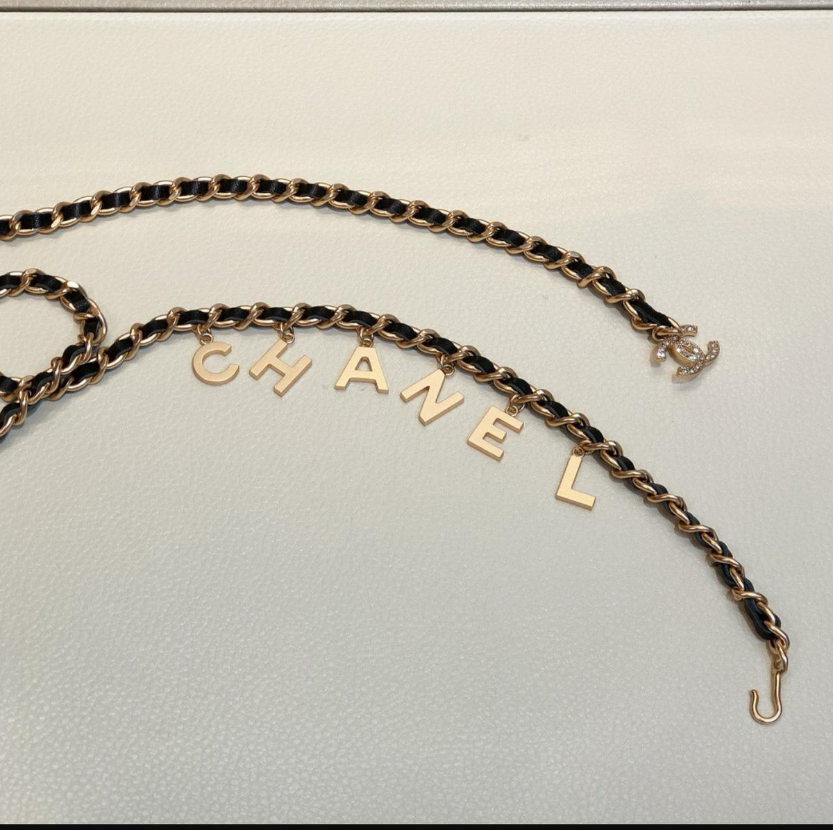 Chanel Multi-Strand Interwoven Chain and Leather Belt with CC
