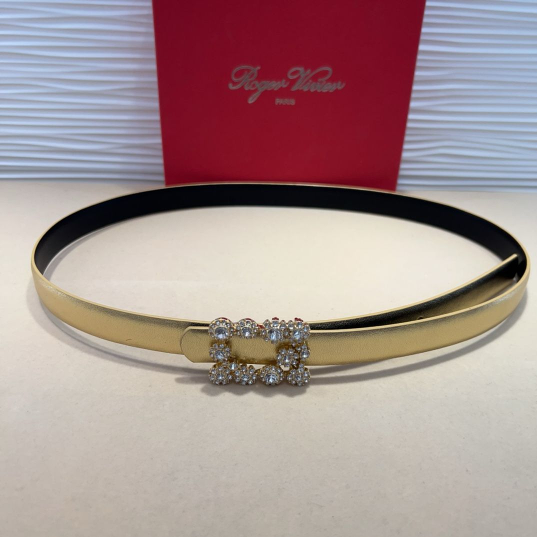 Roger Vivier Crystal-Buckle Metallic Leather Belt