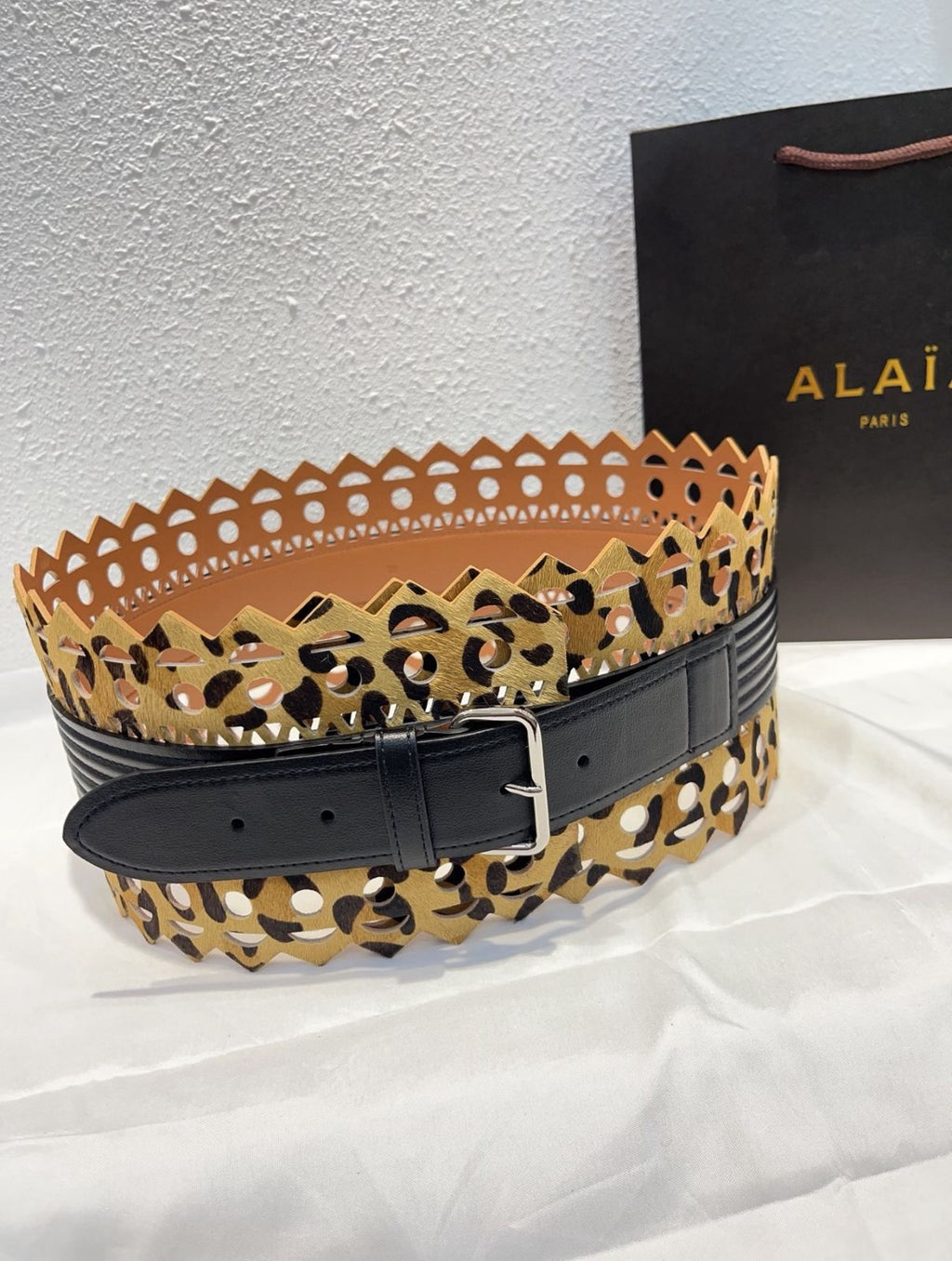 Alaïa Laser-Cut / Perforated Wide Belt with Buckle