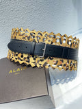 Alaïa Laser-Cut / Perforated Wide Belt with Buckle