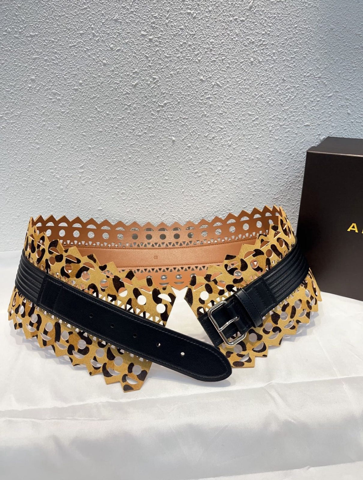 Alaïa Laser-Cut / Perforated Wide Belt with Buckle