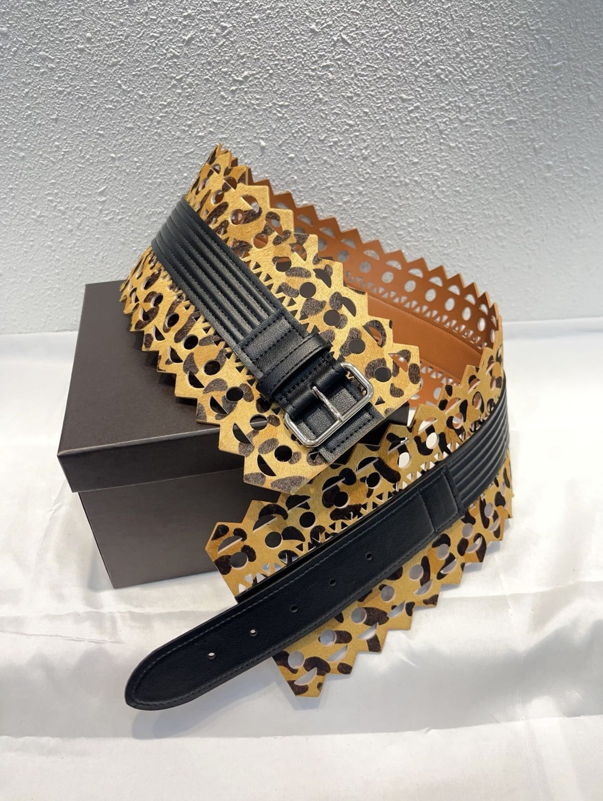 Alaïa Laser-Cut / Perforated Wide Belt with Buckle