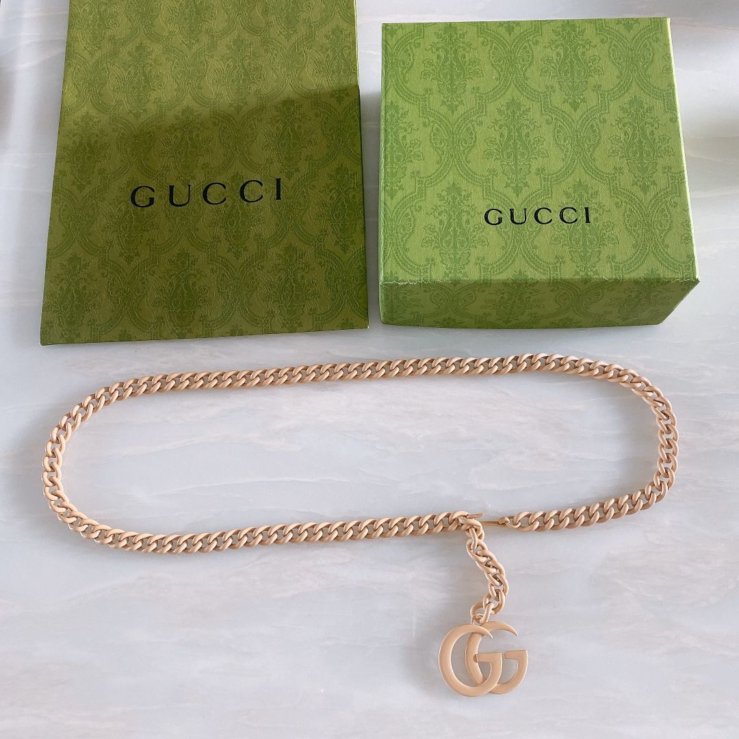 Gucci Interlocking G Black Chain Belt