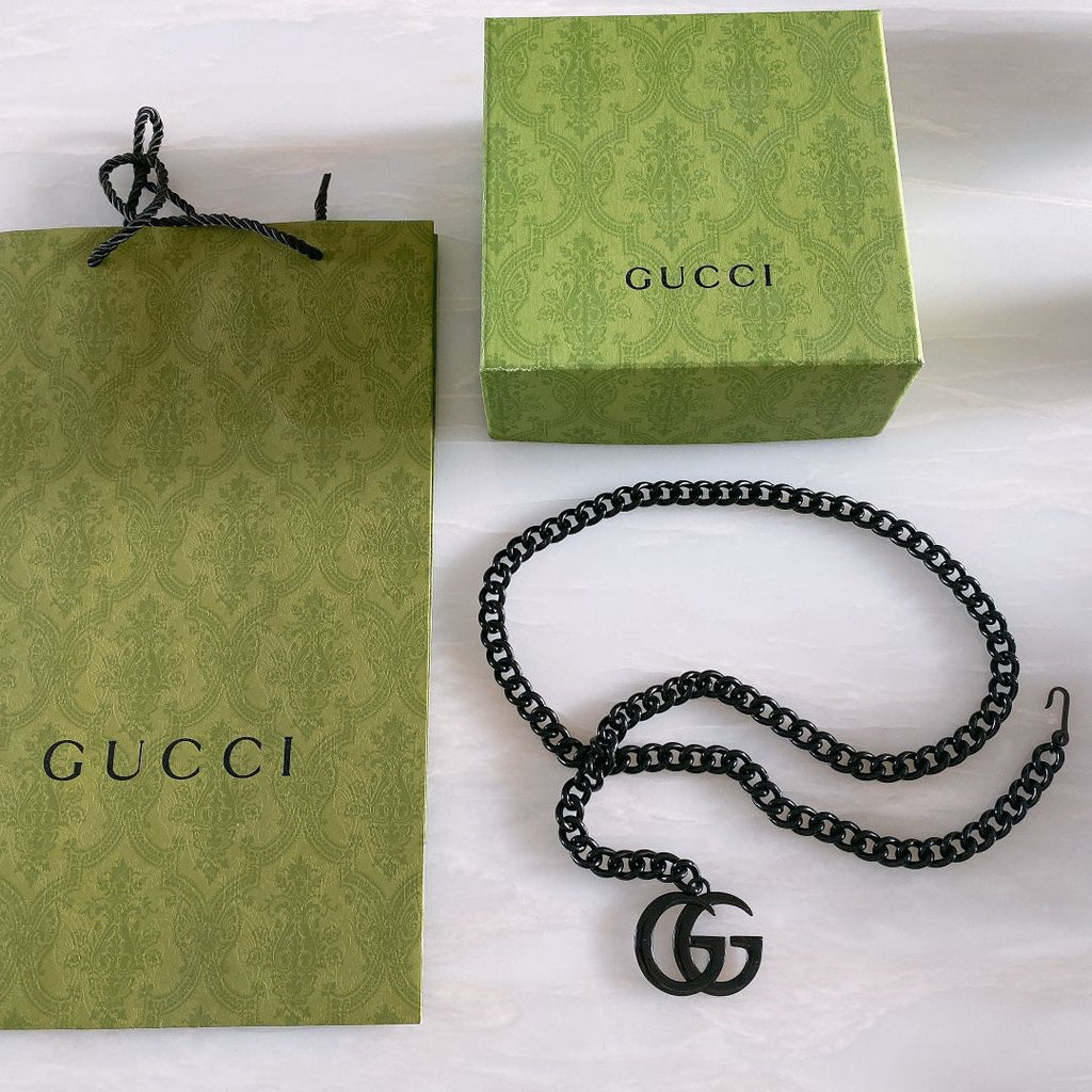 Gucci Interlocking G Black Chain Belt